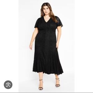 City Chic Women’s Plus Size 18 Dress Lace Christa Black NWT Button Down Witchy